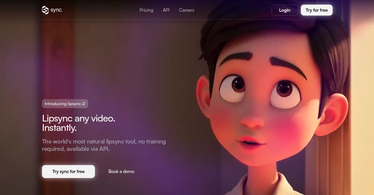 Screenshot of sync. – An AI tool in the ,AI Video Editor ,AI Voice Cloning ,AI Video Generator ,AI Personalized Video Generator ,AI Speech Synthesis  category, showcasing its interface and key features.