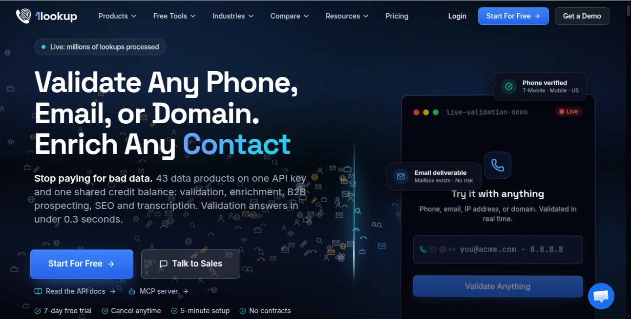 Screenshot of 1lookup – An AI tool in the ,AI Lead Generation ,AI Research Tool ,AI Analytics Assistant ,AI Developer Tools  category, showcasing its interface and key features.