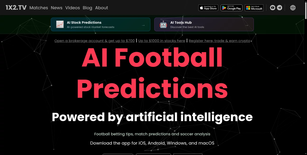 Screenshot of 1X2.TV – An AI tool in the ,AI Analytics Assistant ,AI Sports  category, showcasing its interface and key features.