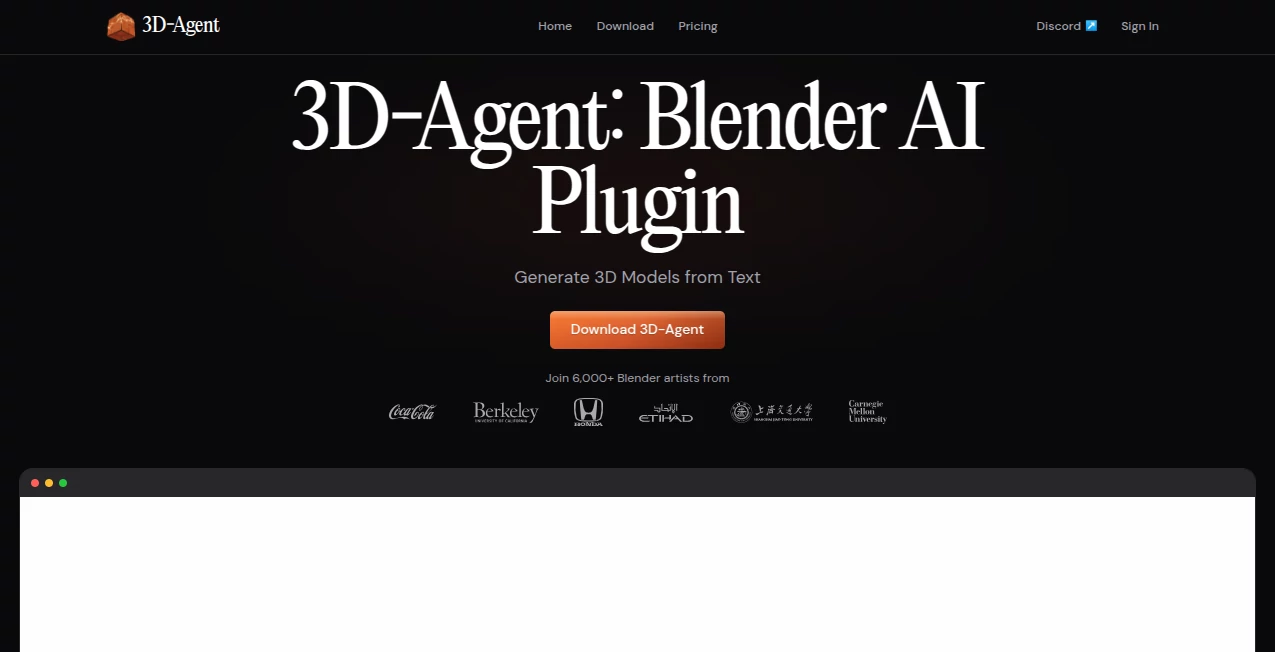 Screenshot of 3D-Agent – An AI tool in the ,AI Design Assistant ,AI 3D Model Generator ,AI Text to 3D ,AI Image to 3D Model  category, showcasing its interface and key features.