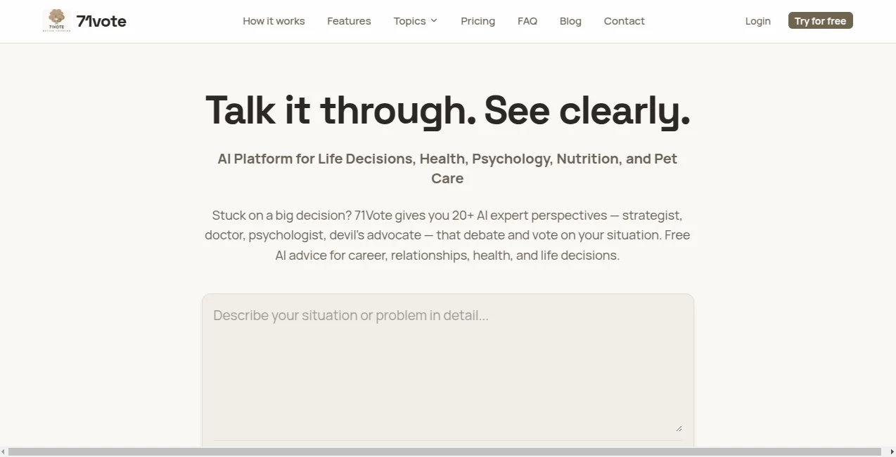Screenshot of 71vote – An AI tool in the ,AI Fun Tools ,Other  category, showcasing its interface and key features.