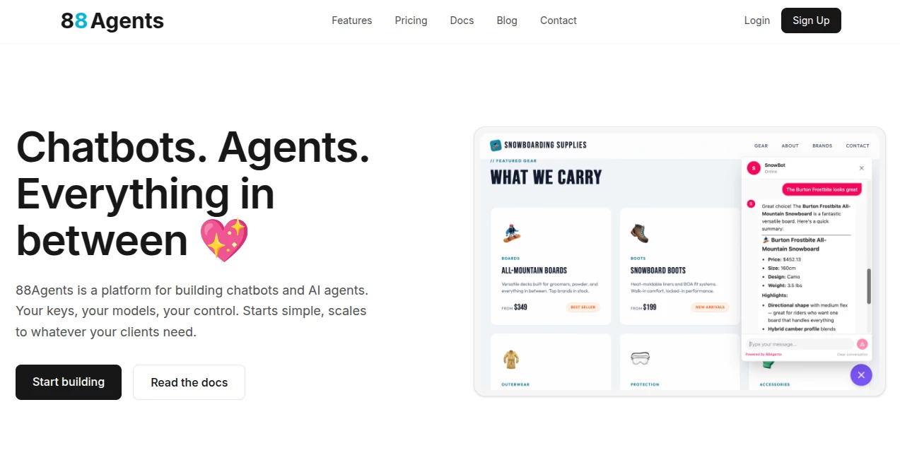 Screenshot of 88 Agents – An AI tool in the ,AI Customer Service Assistant ,AI Chatbot ,AI Productivity Tools ,AI Team Collaboration  category, showcasing its interface and key features.