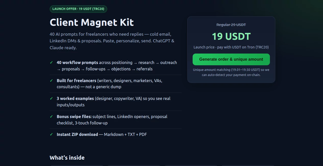 Screenshot of Client Magnet Kit – An AI tool in the  category, showcasing its interface and key features.