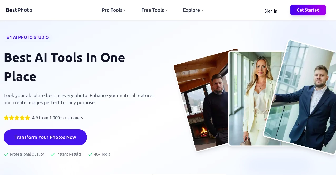 Screenshot of BestPhoto AI – An AI tool in the ,AI Photo Enhancer ,Photo & Image Editor ,AI Selfie & Portrait ,AI Avatar Generator  category, showcasing its interface and key features.