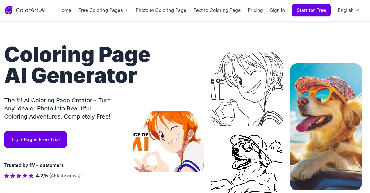 Screenshot of ColorArt AI – An AI tool in the ,Photo & Image Editor ,AI Art Generator ,AI Design Generator ,AI Image to Image  category, showcasing its interface and key features.