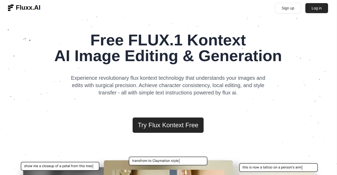 Screenshot of Fluxx.AI – An AI tool in the ,AI Photo & Image Generator ,AI Illustration Generator ,AI Design Assistant ,Photo & Image Editor  category, showcasing its interface and key features.