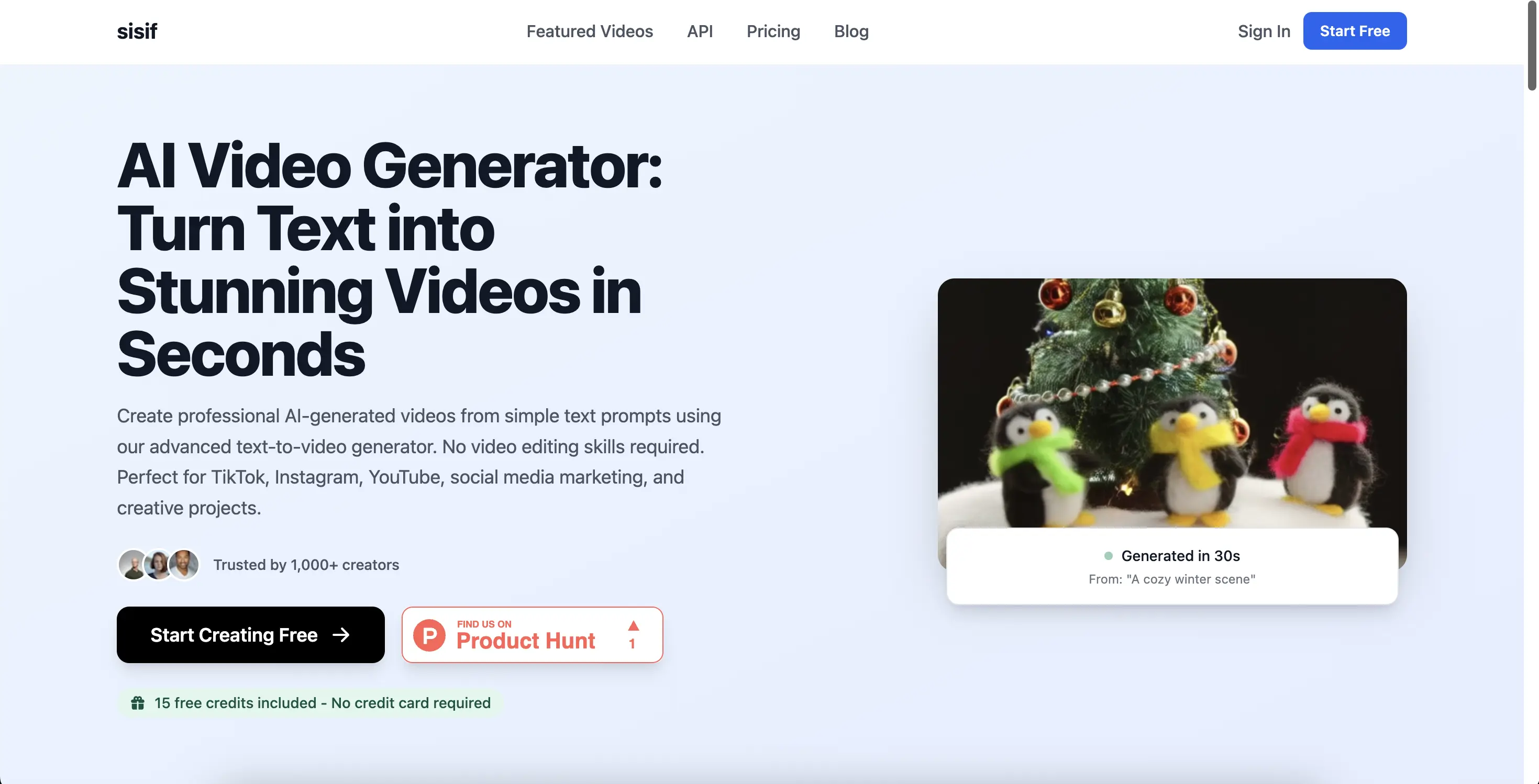 Screenshot of Sisif – An AI tool in the ,AI Video Generator  category, showcasing its interface and key features.