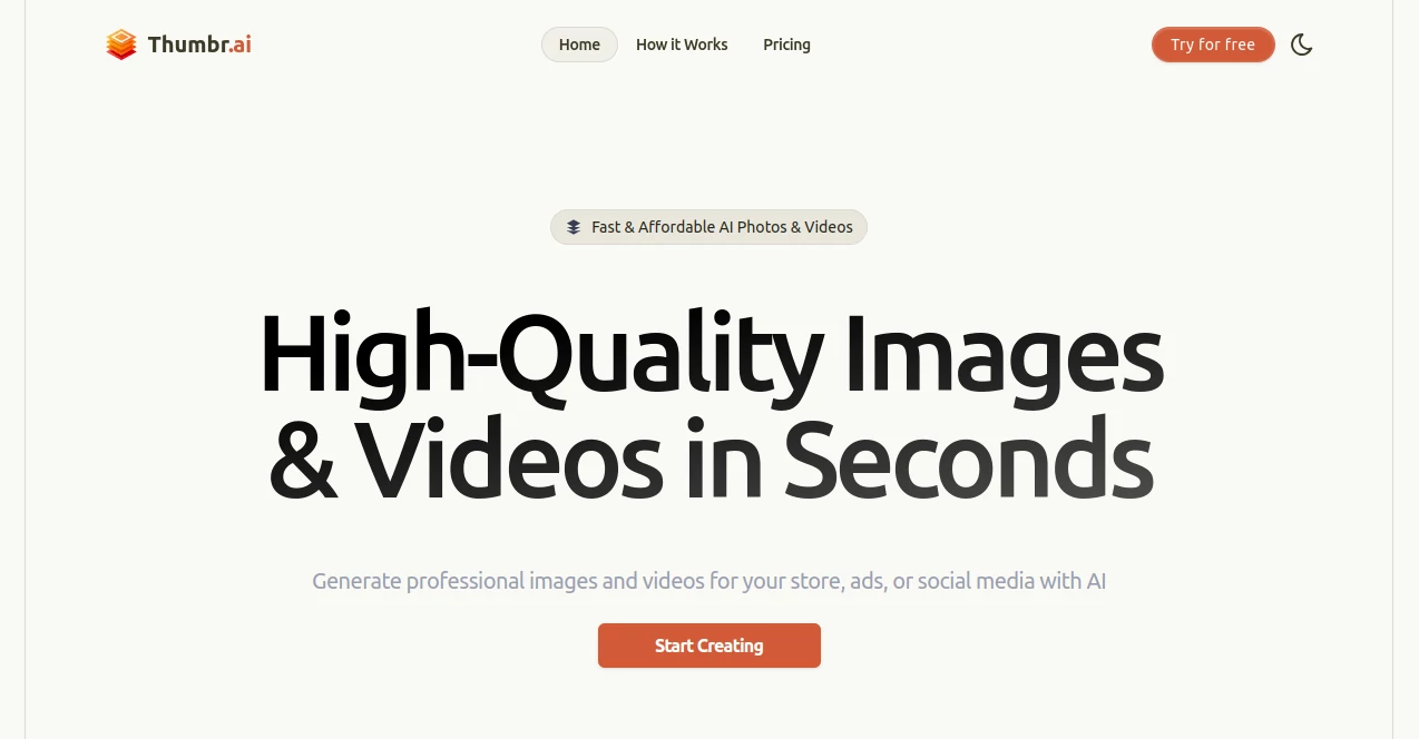 Screenshot of Thumbr.ai – An AI tool in the ,AI Photo & Image Generator  category, showcasing its interface and key features.