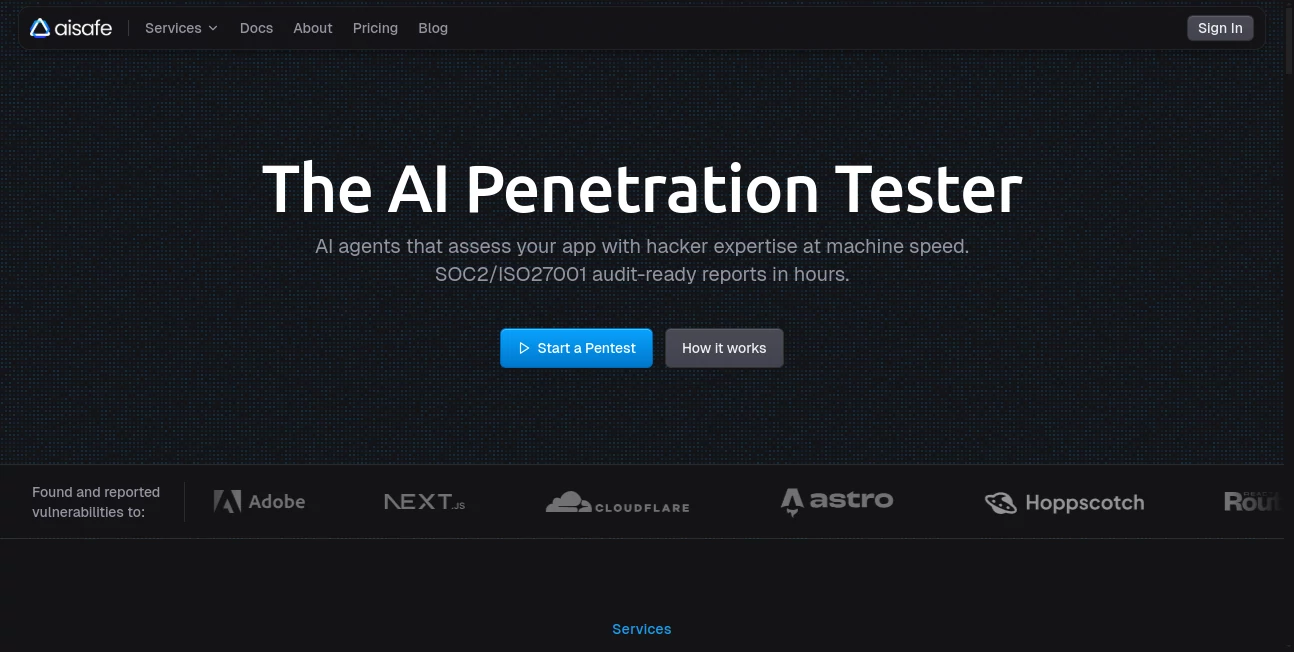 Screenshot of AISafe – An AI tool in the ,AI DevOps Assistant ,AI Monitor & Report Builder ,AI Testing & QA ,AI Developer Tools  category, showcasing its interface and key features.