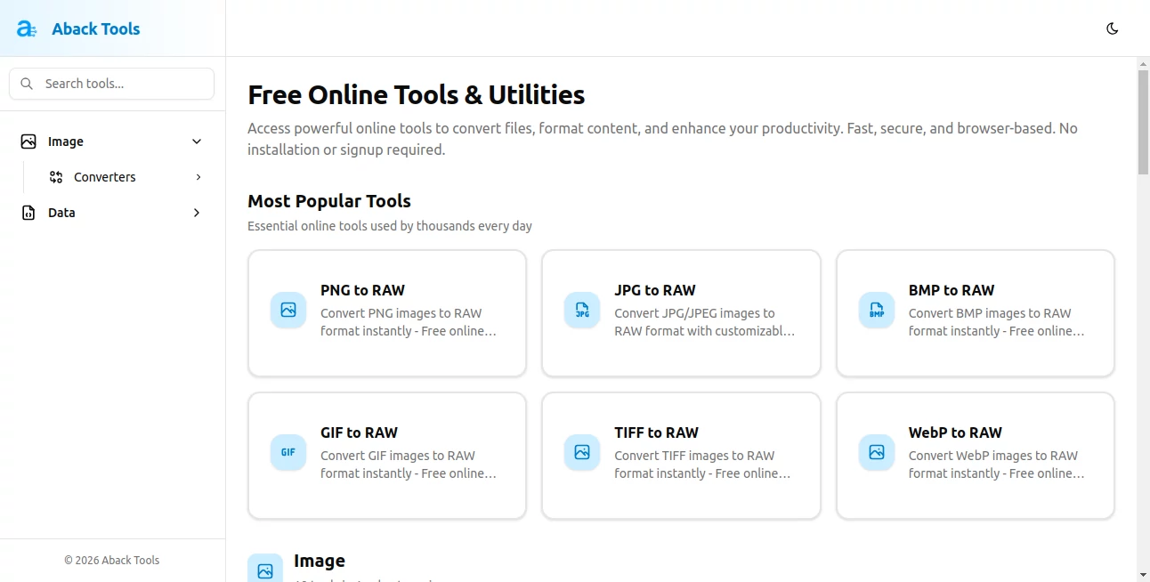 Screenshot of Aback Tools – An AI tool in the ,Other  category, showcasing its interface and key features.