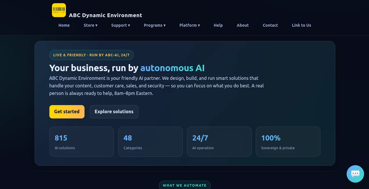 Screenshot of ABC Dynamic Environment – An AI tool in the ,AI Workflow Management ,AI Customer Service Assistant ,AI Developer Tools ,AI Productivity Tools  category, showcasing its interface and key features.