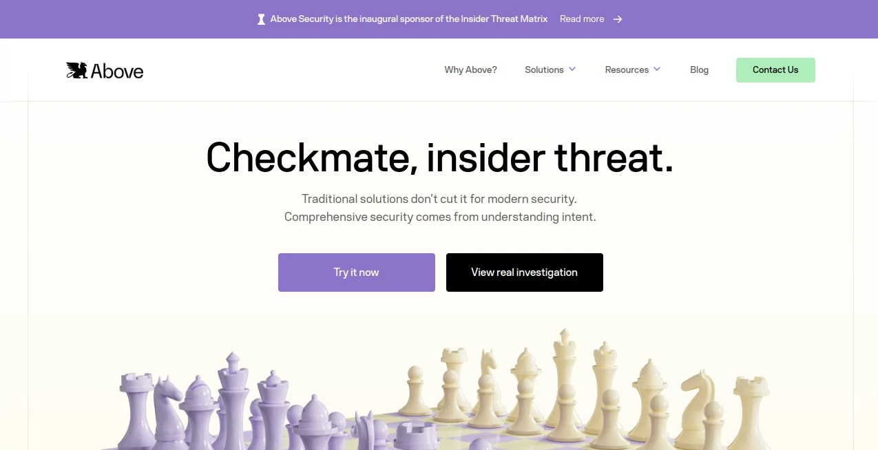 Screenshot of Above Security – An AI tool in the ,AI Monitor & Report Builder ,AI Developer Tools ,AI Research Tool ,AI Consulting Assistant  category, showcasing its interface and key features.