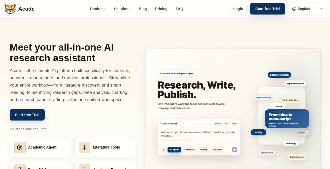 Screenshot of Acade – An AI tool in the ,AI Course ,AI Productivity Tools ,AI Education Assistant ,AI Coaching  category, showcasing its interface and key features.