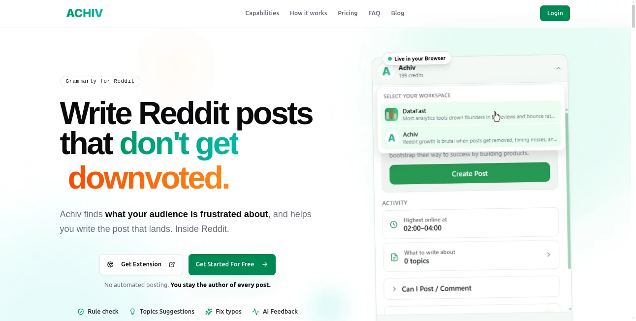 Screenshot of Achiv – An AI tool in the ,AI Creative Writing ,AI SEO Assistant ,AI Content Generator  category, showcasing its interface and key features.