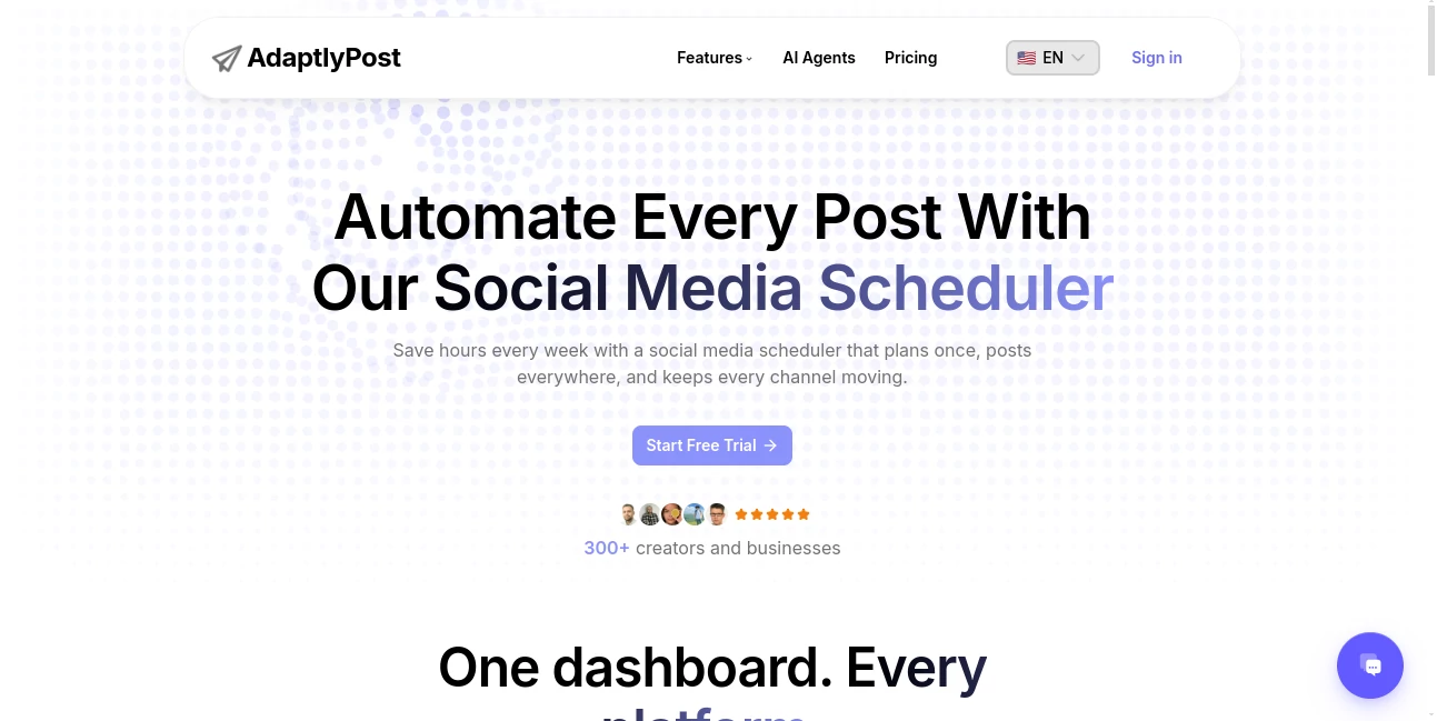 Screenshot of AdaptlyPost – An AI tool in the ,AI Content Generator ,AI Social Media Assistant ,AI Digital Marketing Generator ,AI Repurpose Assistant  category, showcasing its interface and key features.