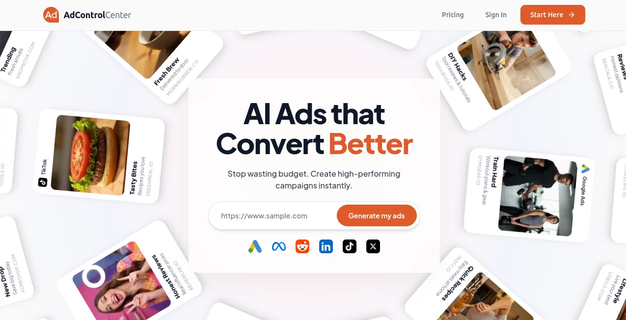 Screenshot of AdControlCenter – An AI tool in the ,AI Advertising Assistant ,AI Analytics Assistant ,AI Ad Creative Assistant ,AI Marketing Plan Generator  category, showcasing its interface and key features.