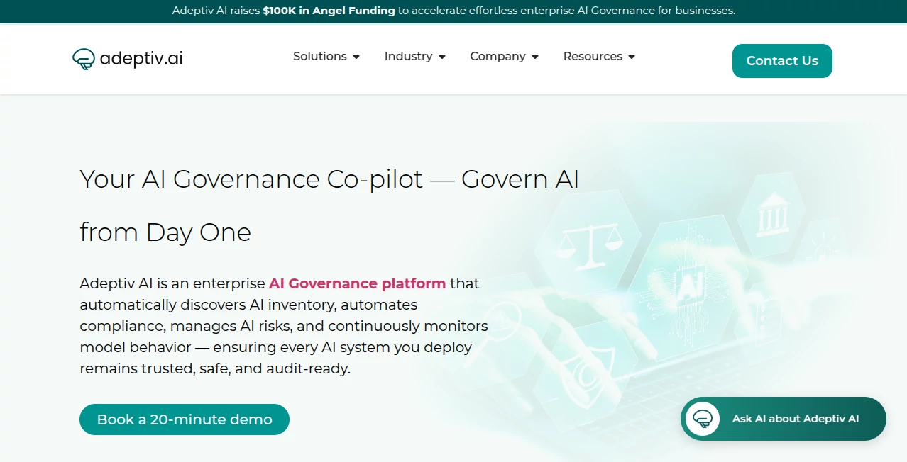 Screenshot of Adeptiv AI - AI Governance Software – An AI tool in the ,AI Research Tool ,AI Developer Tools  category, showcasing its interface and key features.