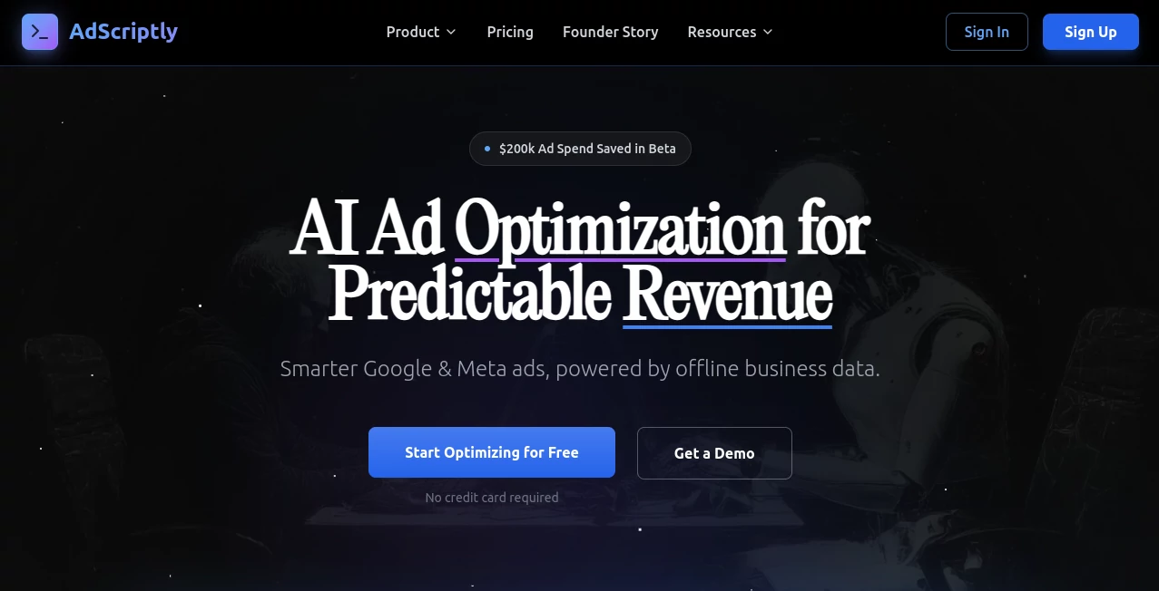 Screenshot of Adscriptly – An AI tool in the ,AI Ad Creative Assistant ,AI Ad Generator ,AI Marketing Plan Generator ,AI Digital Marketing Generator  category, showcasing its interface and key features.