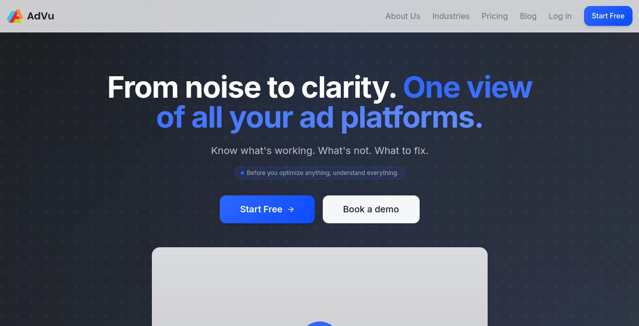 Screenshot of AdVu – An AI tool in the ,AI Advertising Assistant ,AI Ad Generator ,AI Marketing Plan Generator ,AI Digital Marketing Generator  category, showcasing its interface and key features.
