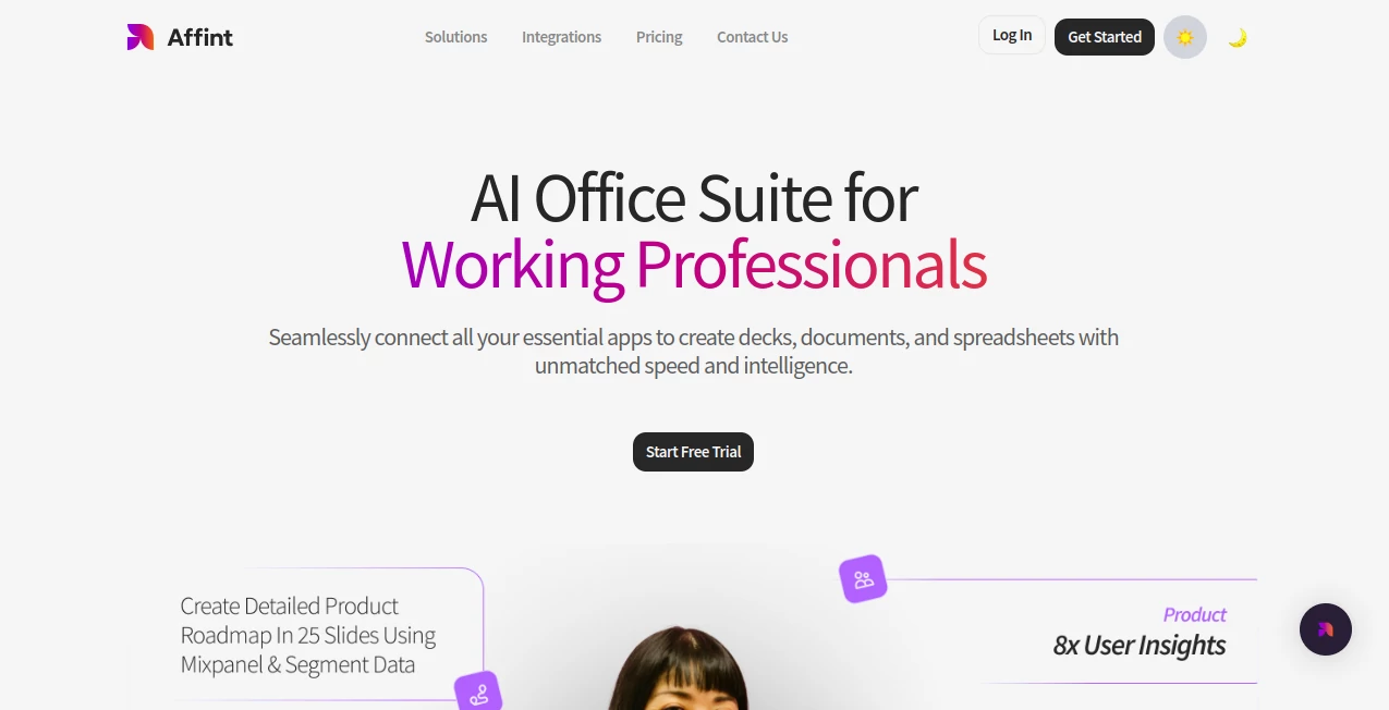 Screenshot of Affint – An AI tool in the ,AI Content Generator ,AI Research Tool ,AI Digital Marketing Generator ,AI Lead Generation  category, showcasing its interface and key features.