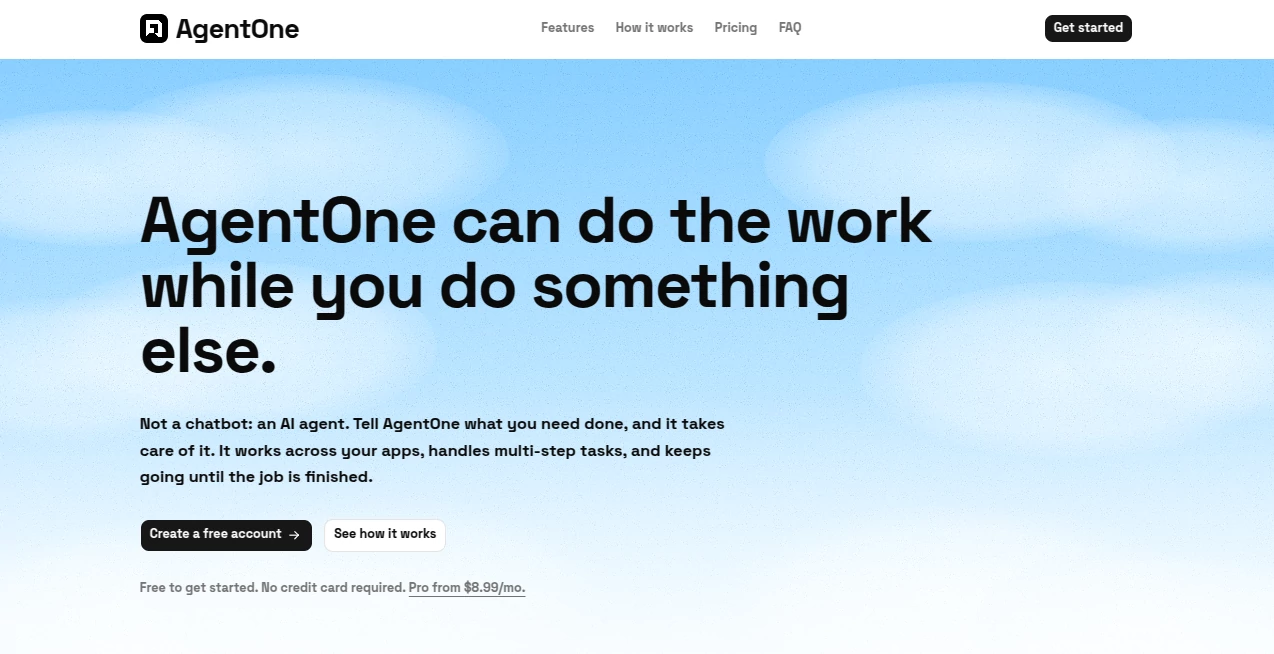 Screenshot of AgentOne – An AI tool in the ,AI Code Assistant ,AI Code Generator ,AI Developer Tools ,AI DevOps Assistant  category, showcasing its interface and key features.