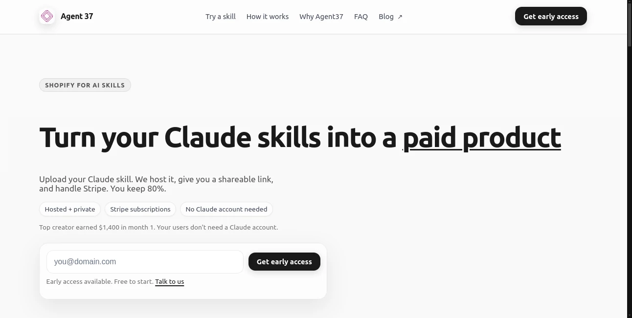 Screenshot of Agent 37 – An AI tool in the ,AI App Builder ,AI No-Code & Low-Code ,AI Code Generator ,AI Developer Tools  category, showcasing its interface and key features.