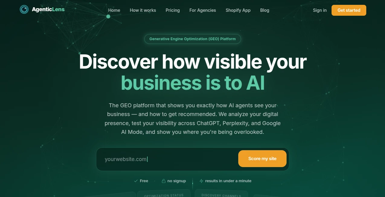 Screenshot of AgenticLens – An AI tool in the ,AI Research Tool ,AI Analytics Assistant ,AI SEO Assistant ,Marketing  category, showcasing its interface and key features.