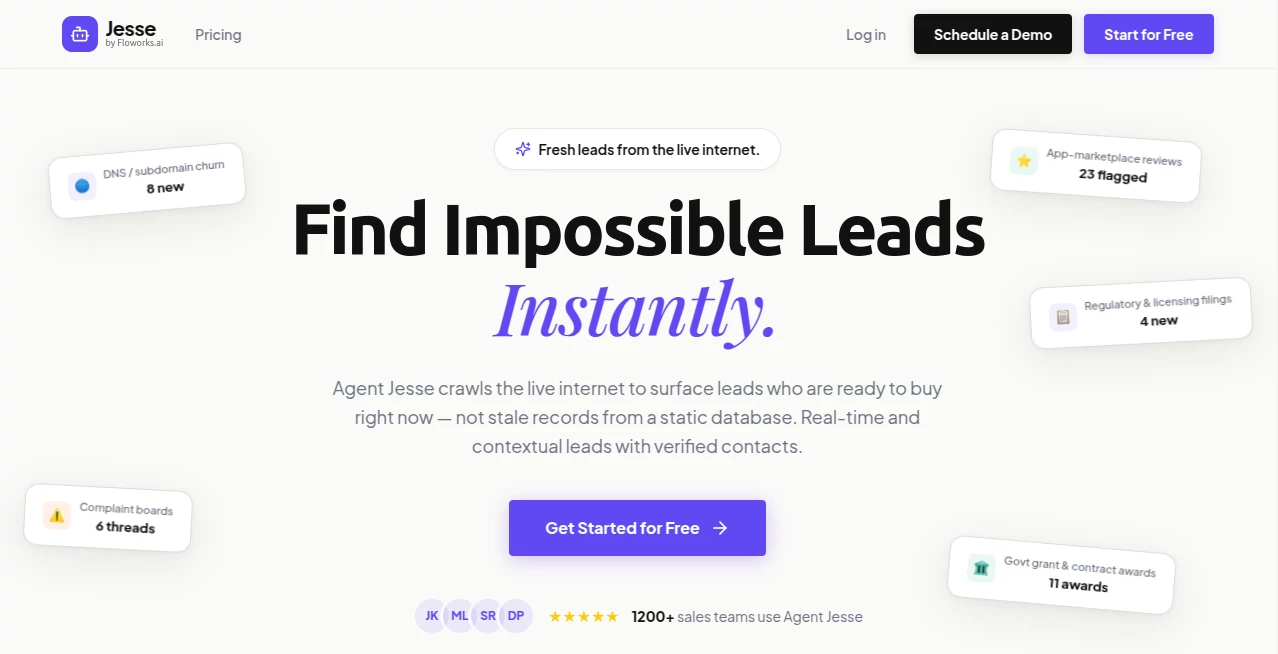 Screenshot of Agent Jesse – An AI tool in the ,AI Lead Generation ,AI Sales Assistant ,AI Research Tool ,AI CRM Assistant  category, showcasing its interface and key features.