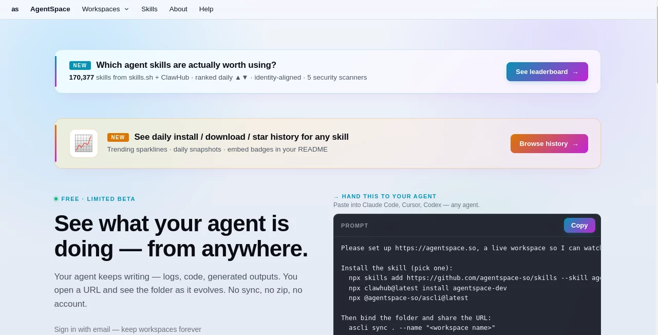 Screenshot of AgentSpace – An AI tool in the ,AI Workflow Management ,AI Project Management ,AI Productivity Tools ,AI Team Collaboration  category, showcasing its interface and key features.