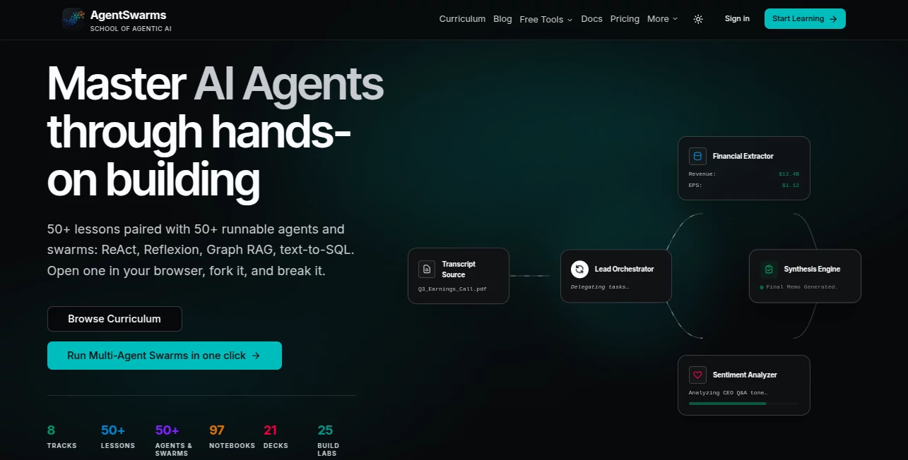 Screenshot of AgentSwarms – An AI tool in the ,AI Developer Tools ,AI Education Assistant ,AI Workflow Management ,Large Language Models (LLMs)  category, showcasing its interface and key features.