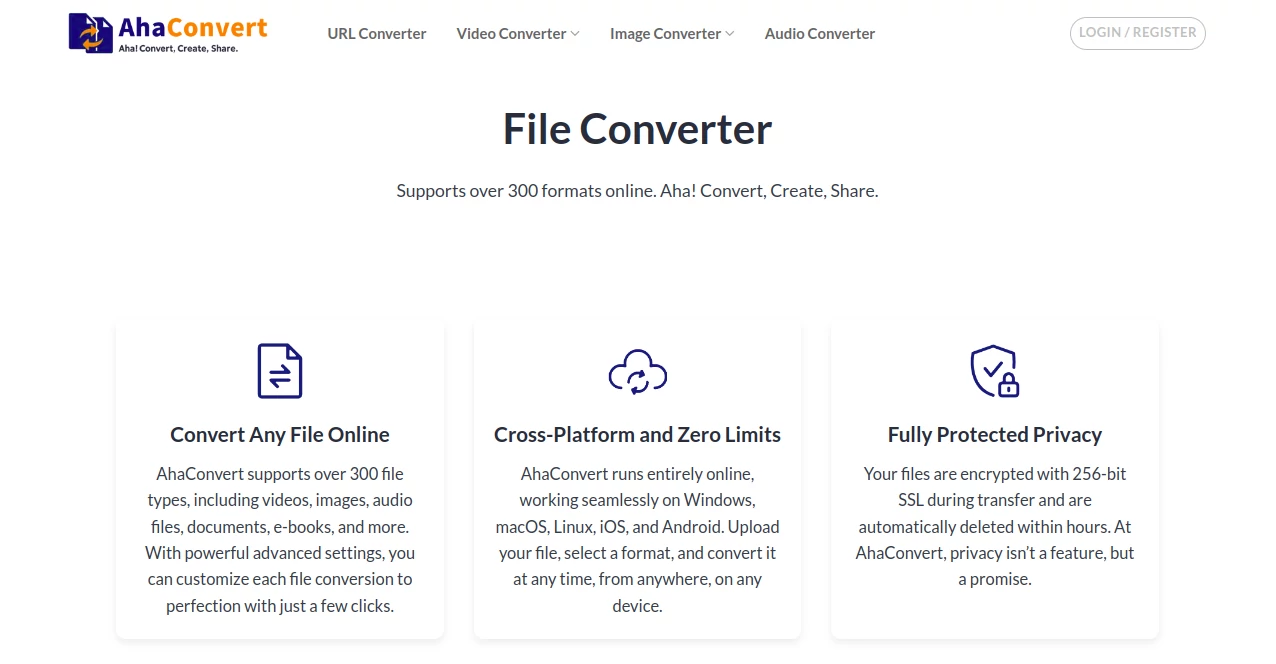 Screenshot of AhaConvert – An AI tool in the ,AI PDF ,AI Documents Assistant ,AI Files Assistant ,AI Spreadsheet  category, showcasing its interface and key features.