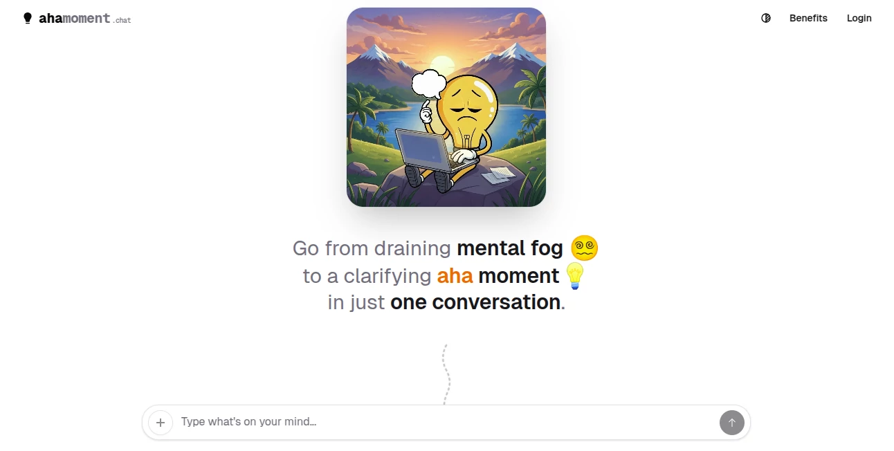 Screenshot of ahamoment.chat – An AI tool in the ,AI Creative Writing ,AI Coaching  category, showcasing its interface and key features.