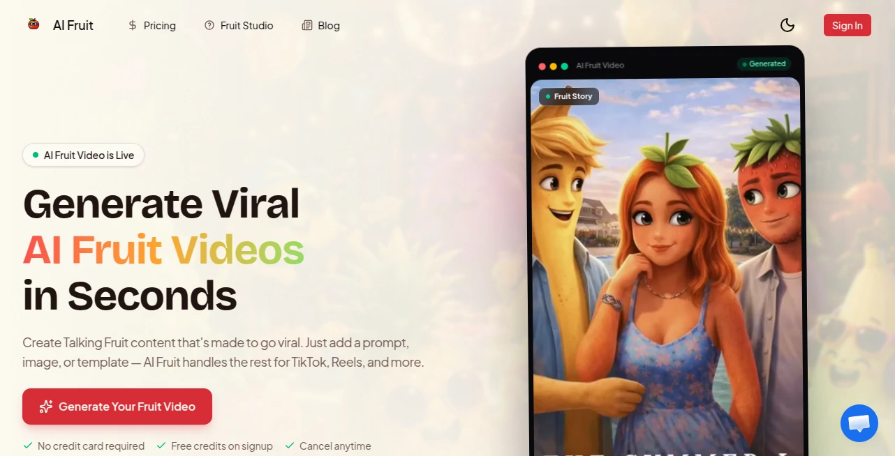 Screenshot of AI Fruit – An AI tool in the ,AI Productivity Tools ,Other  category, showcasing its interface and key features.