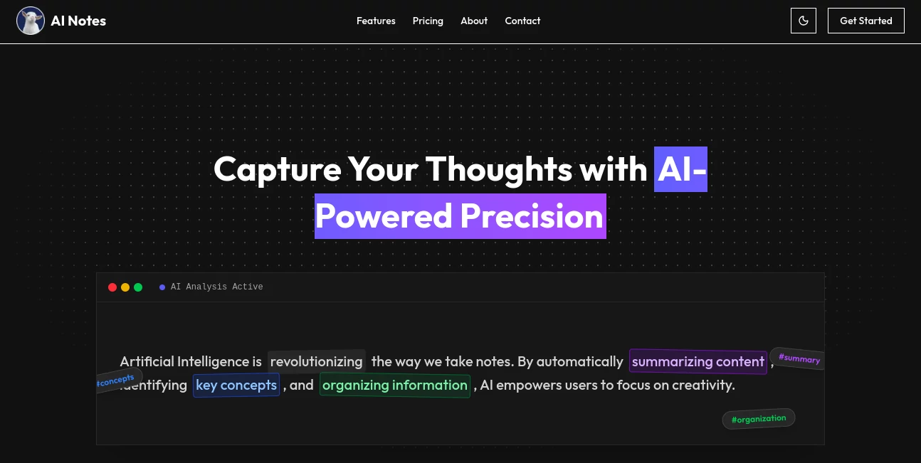 Screenshot of AI Notes – An AI tool in the ,AI Translate ,AI Summarizer ,AI Writing Assistants ,AI Notes Assistant  category, showcasing its interface and key features.