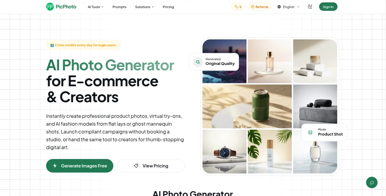 Screenshot of PicPhoto – An AI tool in the ,AI Photo & Image Generator ,AI Design Generator ,AI Text to Image  category, showcasing its interface and key features.