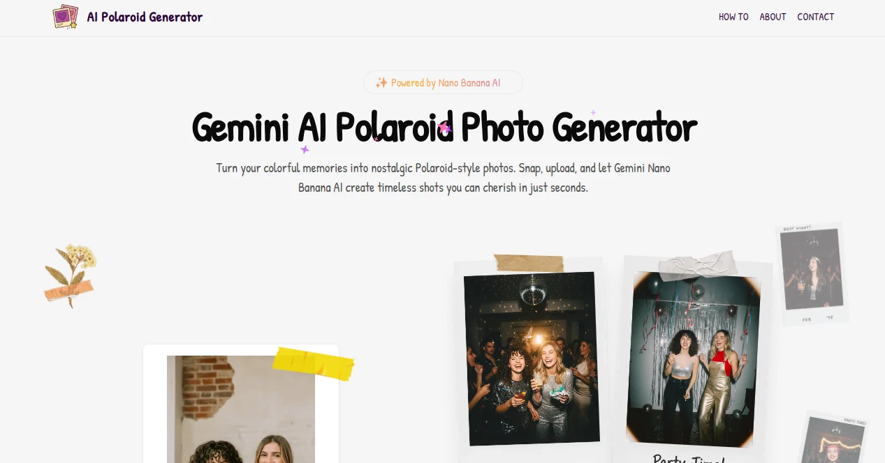 Screenshot of AI Polaroid Generator – An AI tool in the ,AI Photo & Image Generator ,Photo & Image Editor ,AI Art Generator ,AI Image to Image  category, showcasing its interface and key features.