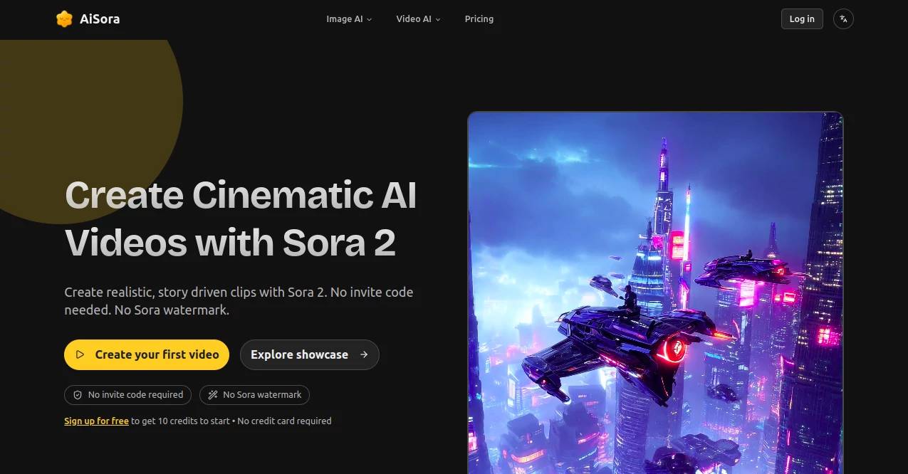 Screenshot of AiSora – An AI tool in the ,AI Animated Video ,AI Text to Video ,AI Video Generator ,AI Short Clips Generator  category, showcasing its interface and key features.