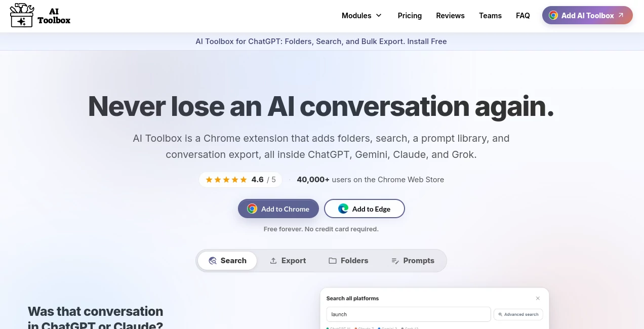Screenshot of AI Toolbox – An AI tool in the ,AI Productivity Tools ,Prompt ,AI Notes Assistant  category, showcasing its interface and key features.