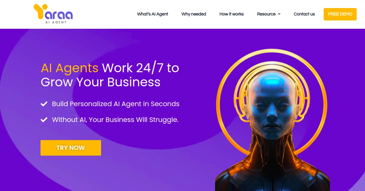 Screenshot of Yara AI Agent – An AI tool in the ,AI Customer Service Assistant ,AI Team Collaboration ,AI Chatbot  category, showcasing its interface and key features.