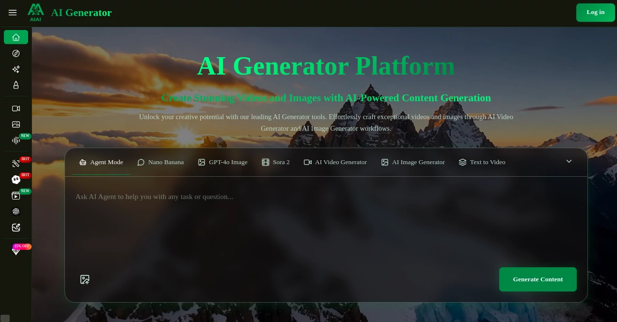 Screenshot of AIAIGenerator – An AI tool in the ,AI Text to Image ,AI Photo & Image Generator ,AI Text to Video ,AI Video Generator  category, showcasing its interface and key features.