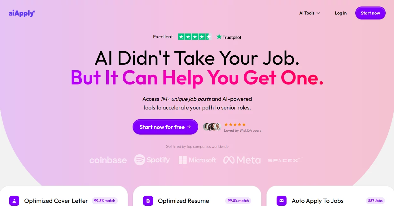 Screenshot of AIApply – An AI tool in the ,AI Cover Letter Generator ,AI Interview Assistant ,AI Recruiting ,AI Resume Builder  category, showcasing its interface and key features.