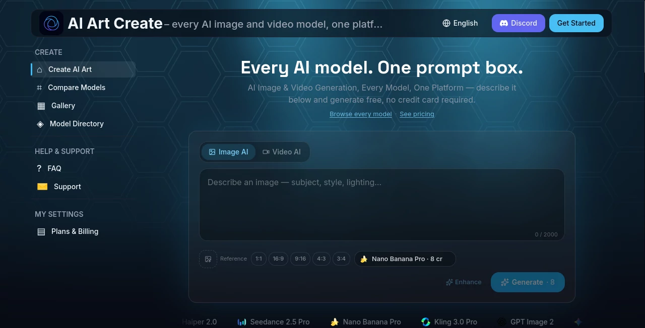 Screenshot of AI Art Create – An AI tool in the ,AI Photo & Image Generator ,AI Image to Video ,AI Video Generator ,AI Text to Image  category, showcasing its interface and key features.