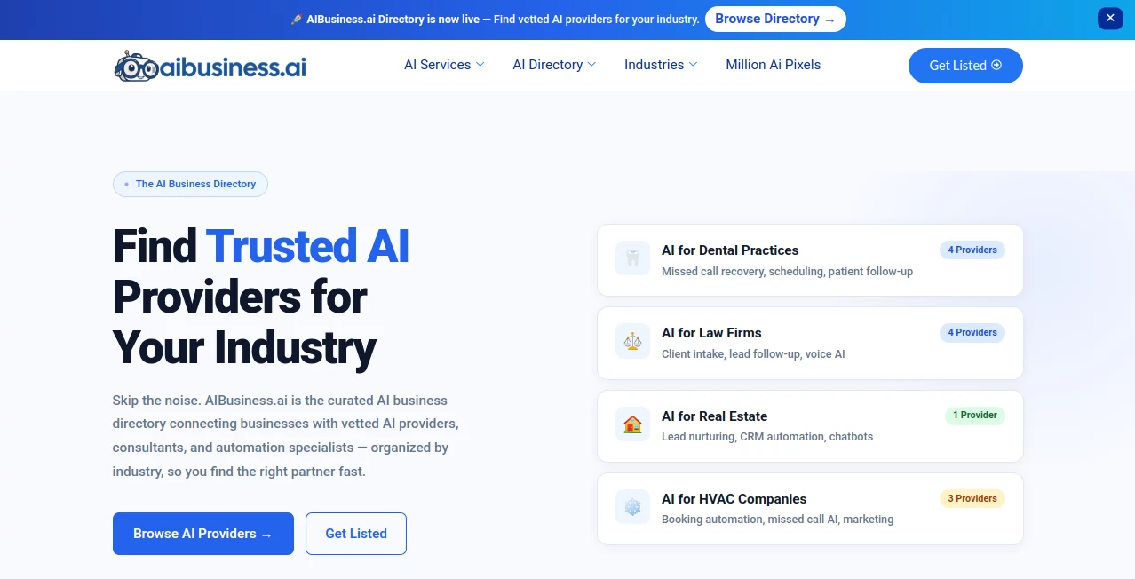 Screenshot of AI Business Directory – An AI tool in the ,AI Productivity Tools ,AI Business Ideas Generator ,AI Tools Directory  category, showcasing its interface and key features.