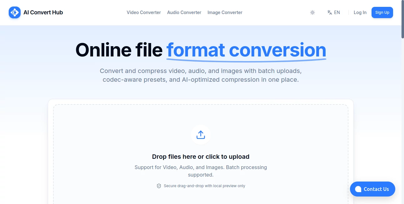 Screenshot of AI Convert Hub – An AI tool in the ,Photo & Image Editor ,AI Productivity Tools ,AI Documents Assistant ,AI Files Assistant  category, showcasing its interface and key features.