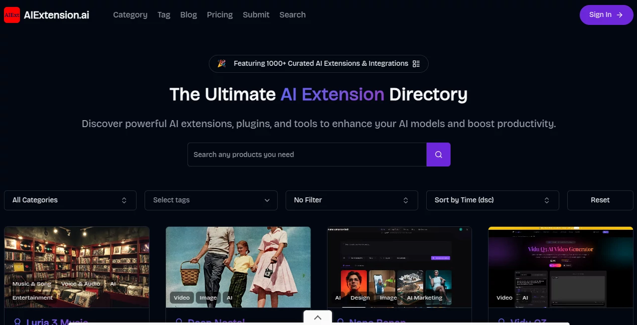 Screenshot of aiextension – An AI tool in the ,AI Tools Directory  category, showcasing its interface and key features.