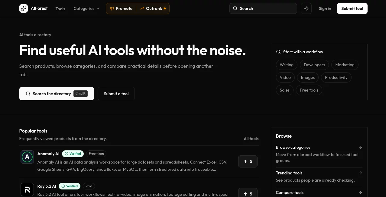 Screenshot of AIForest – An AI tool in the ,Other ,AI Tools Directory  category, showcasing its interface and key features.