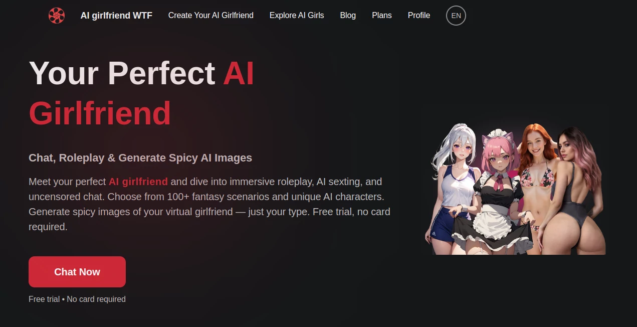 Screenshot of AI Girlfriend WTF – An AI tool in the ,AI Character ,NSFW ,AI Girlfriend  category, showcasing its interface and key features.