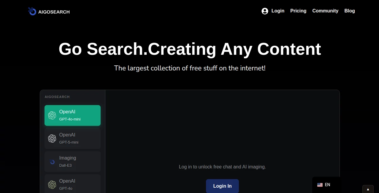 Screenshot of Aigosearch – An AI tool in the ,AI Tools Directory  category, showcasing its interface and key features.