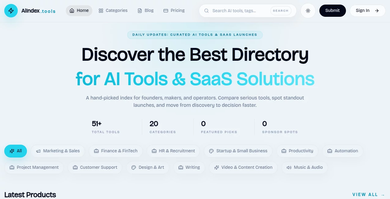 Screenshot of AiIndex – An AI tool in the ,AI Tools Directory  category, showcasing its interface and key features.