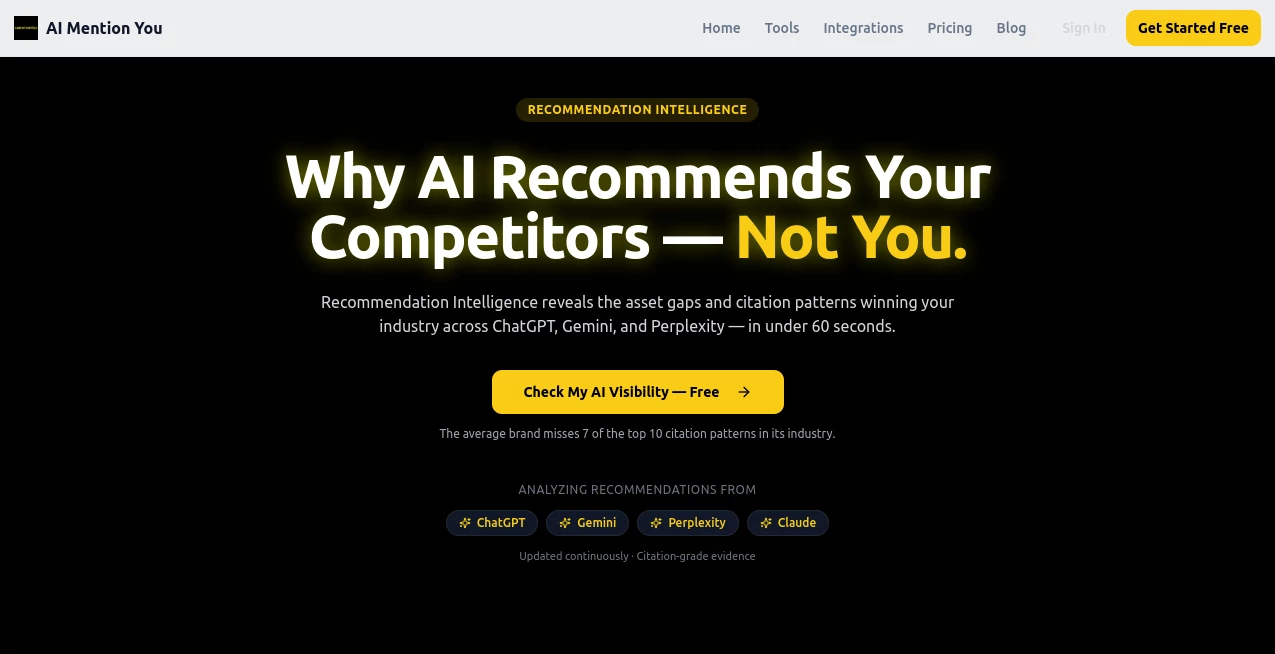 Screenshot of AI Mention You – An AI tool in the ,AI Writing Assistants ,AI Content Generator ,AI Social Media Assistant ,Marketing  category, showcasing its interface and key features.